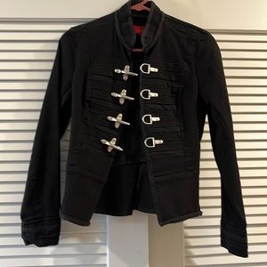 Black denim Tripp NYC jacket silver buckles